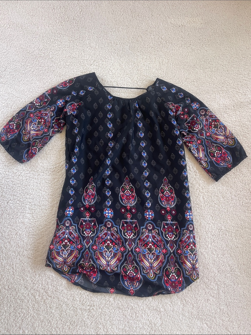 Rock & Roll Cowgirl Women’s Black Print Boho Dress